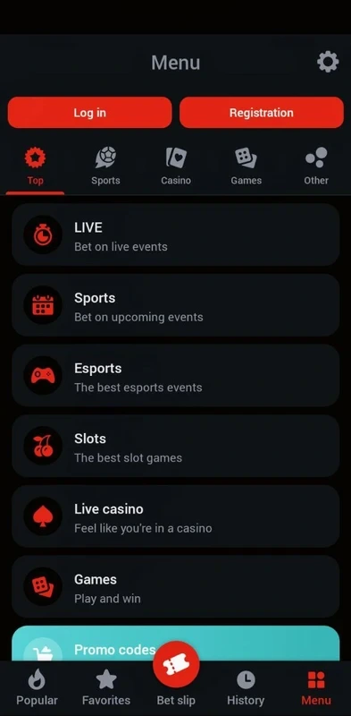 Captura de tela da plataforma Megapari